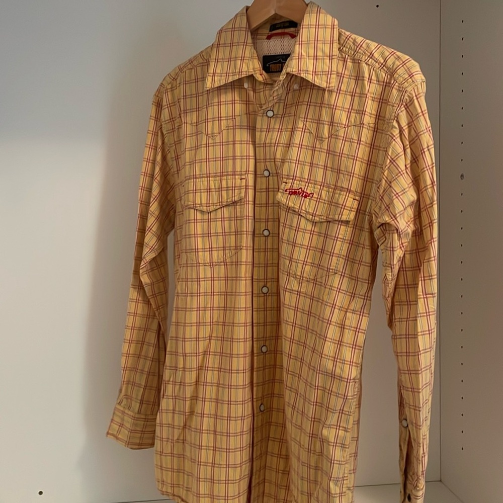 Orvis Trout Bum pearl snap button down fishing shirt - size small